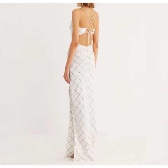 New Rumer The Label - M -  Quinn Bias Cut Out Maxi Dress In Ivory $299 - Picture 4 of 12